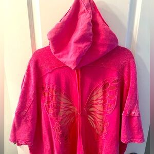 Hot Pink butterfly terry jacket with hood from JHER